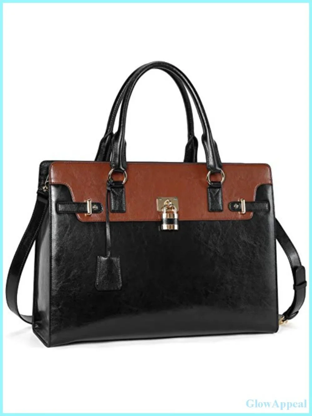 Genuine Cow Leather Laptop Bag Briefcase 15.6 Inch Vintage Work Purse